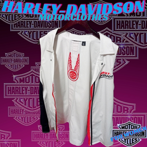 New Harley-Davidson S/L Woven Zip Up Vertical Stripe Vest | Women's 3W (Plus 3X) - Picture 9 of 16